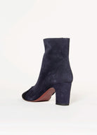 swatch_Navy Suede heeled ankle boot