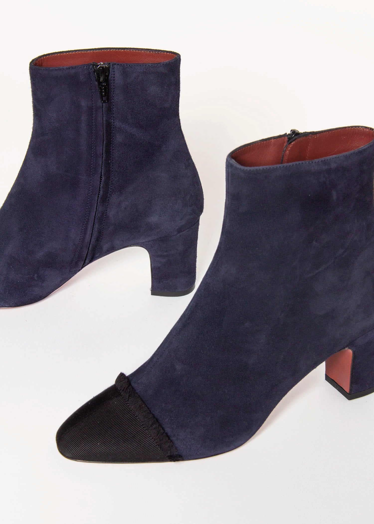 swatch_Navy Suede heeled ankle boot