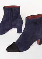 swatch_Navy Suede heeled ankle boot
