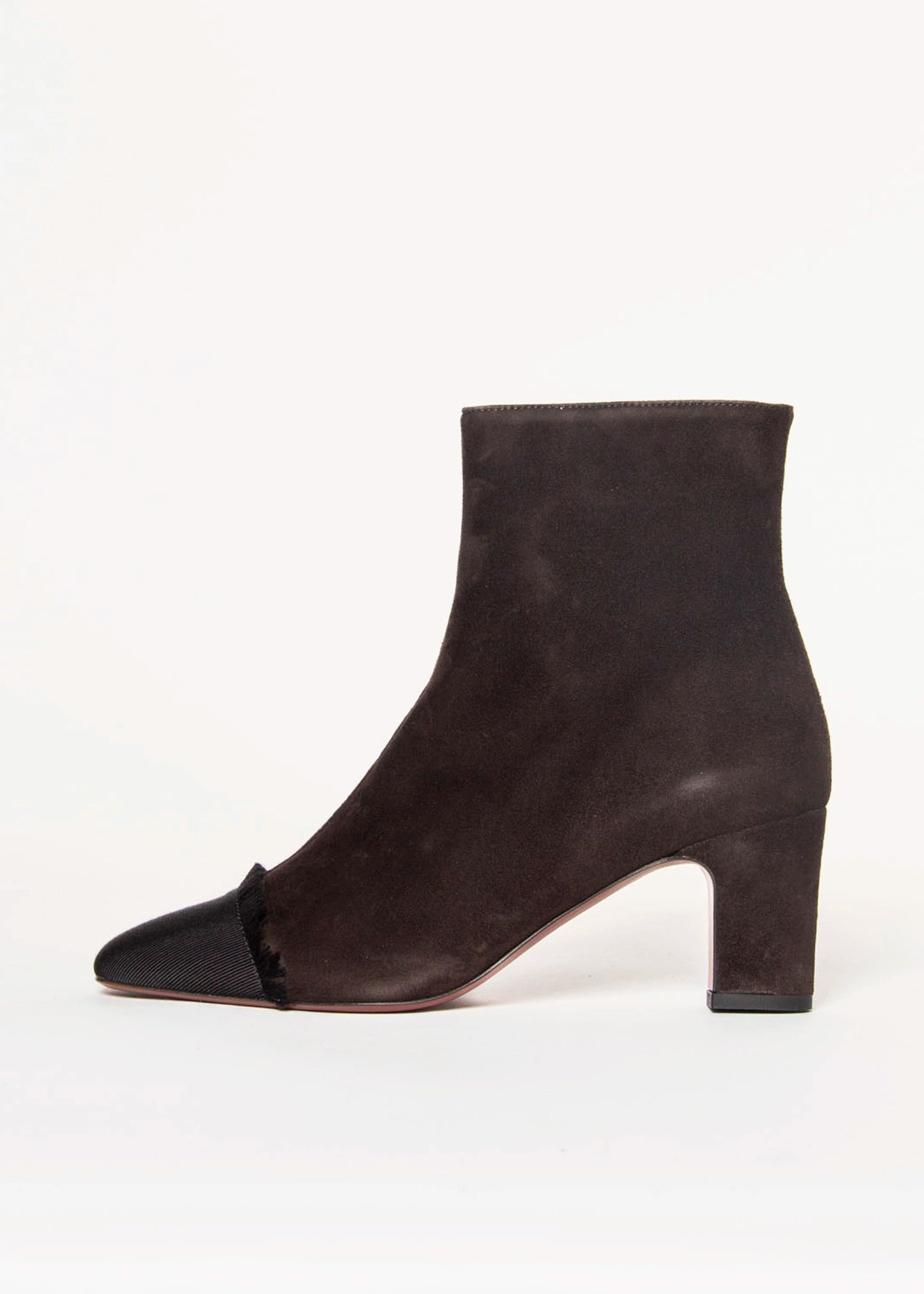 swatch_Chocolate Suede heeled ankle boot