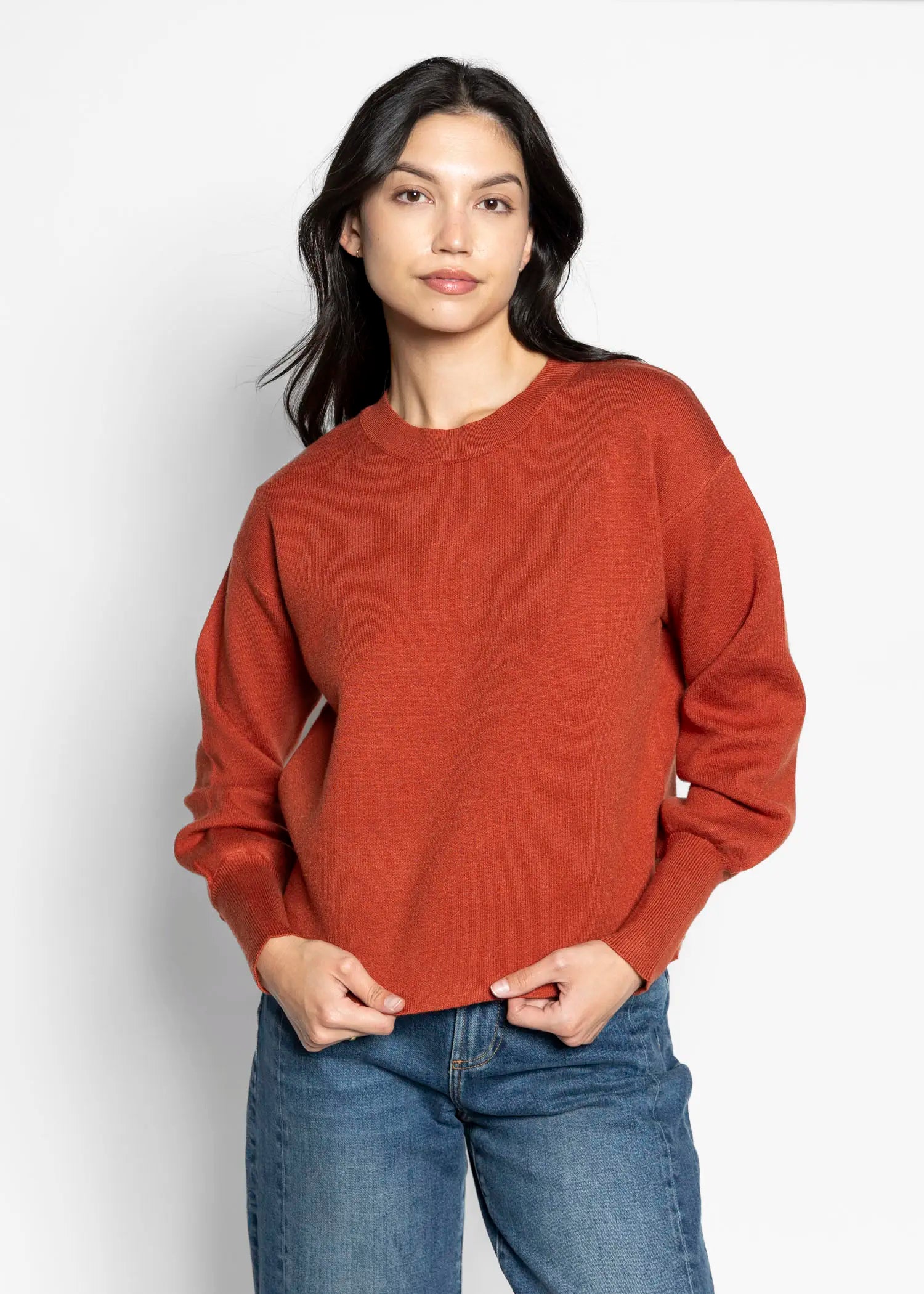 swatch_rust balloon sleeve sweater apparel