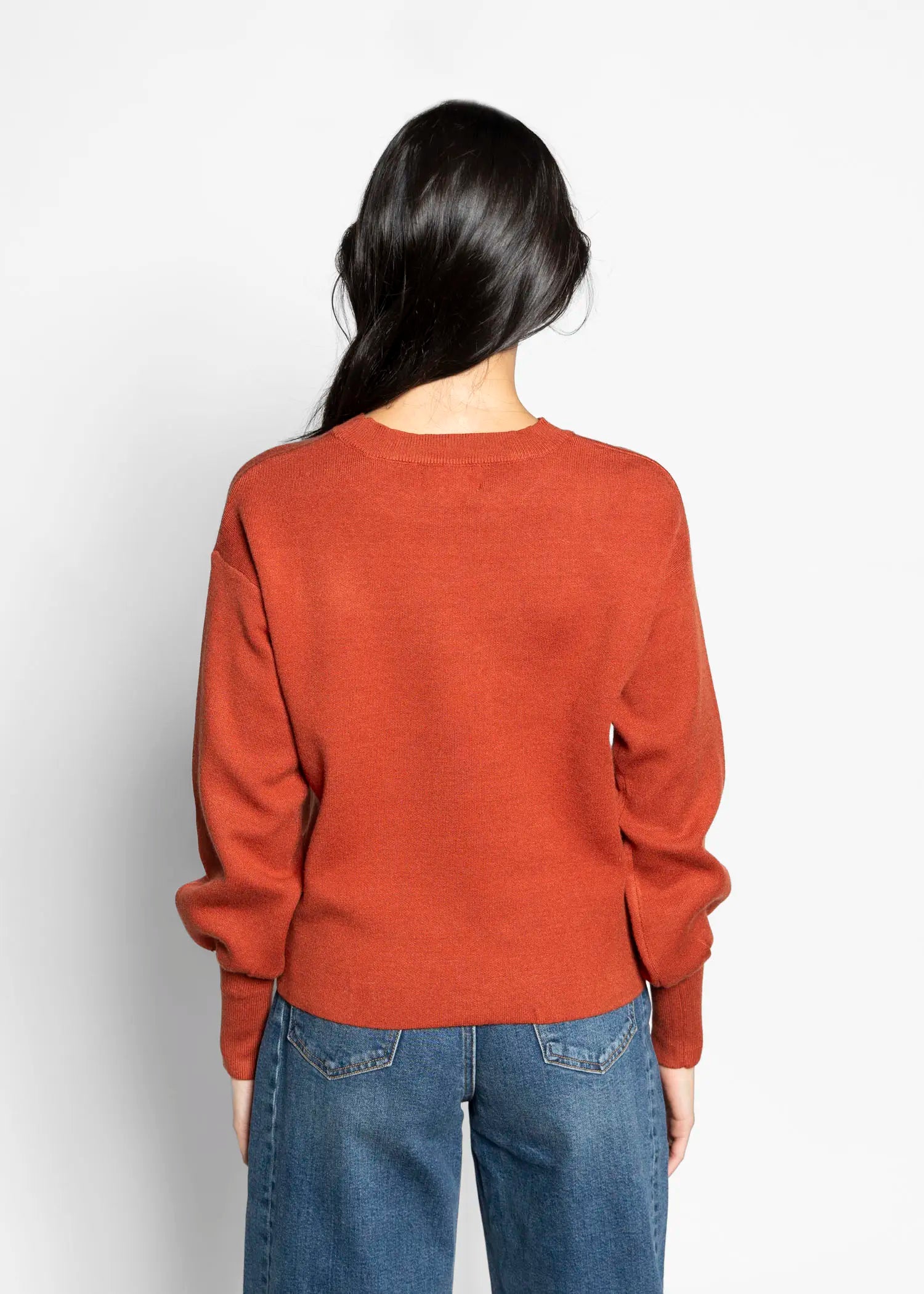 swatch_rust balloon sleeve sweater apparel