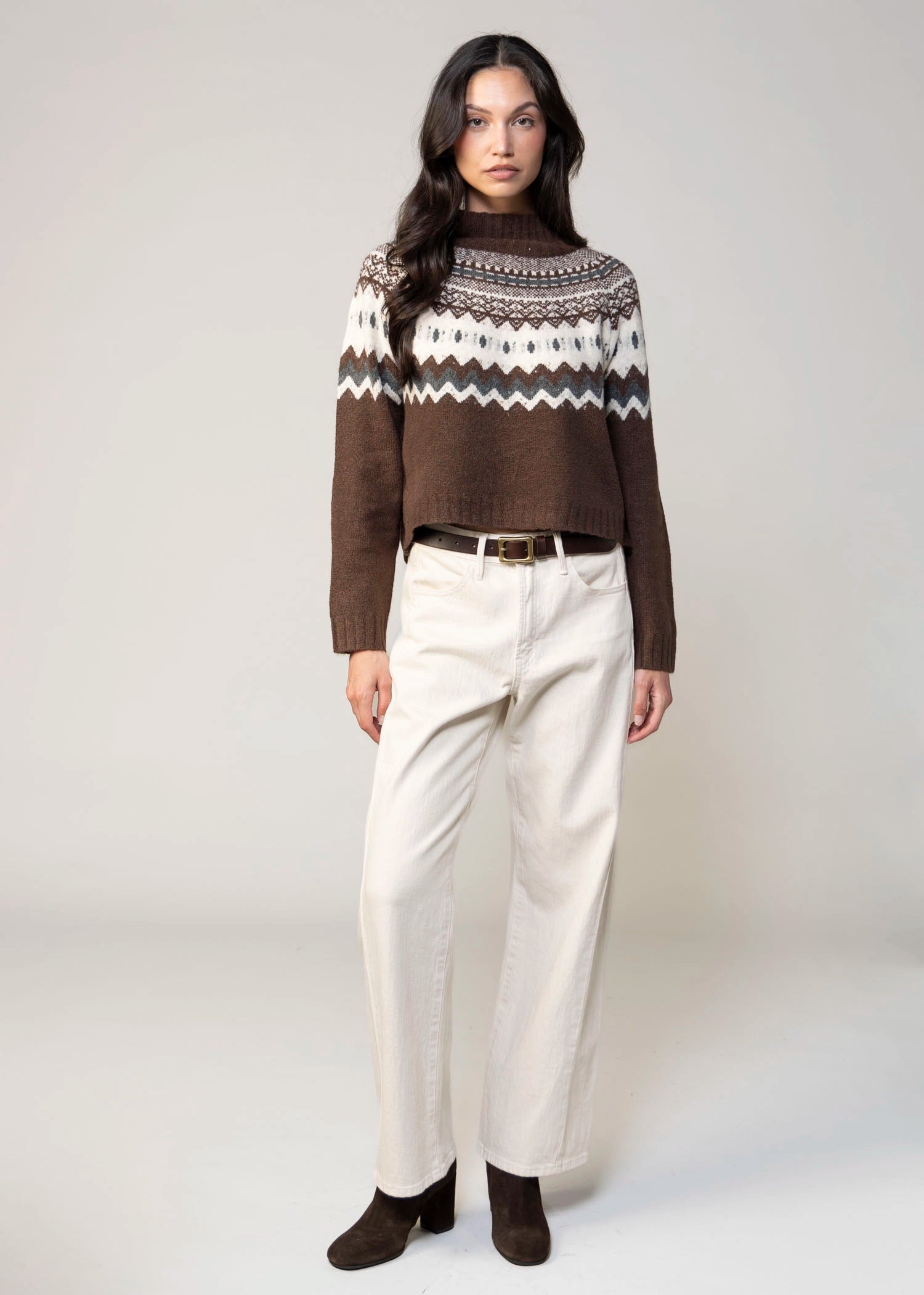 swatch_Brown/Ecru deluc cinnamon turtleneck sweater