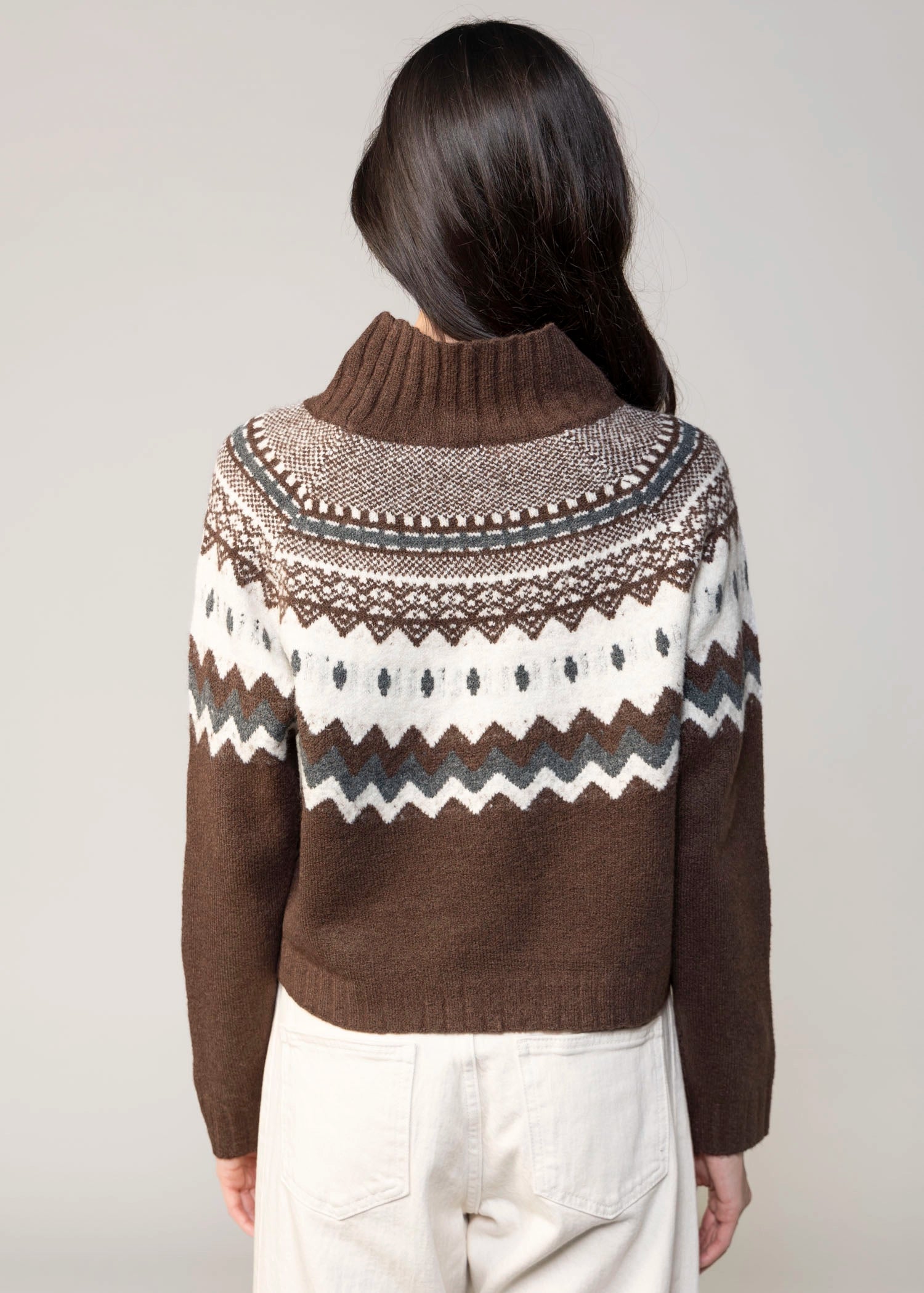 swatch_Brown/Ecru deluc cinnamon turtleneck sweater