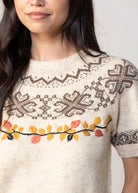 swatch_Beige embroidered short sleeve sweater