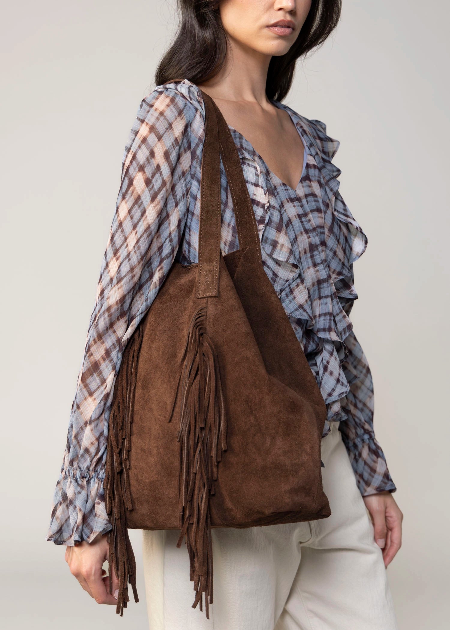 swatch_Brown como italian suede fringe toate