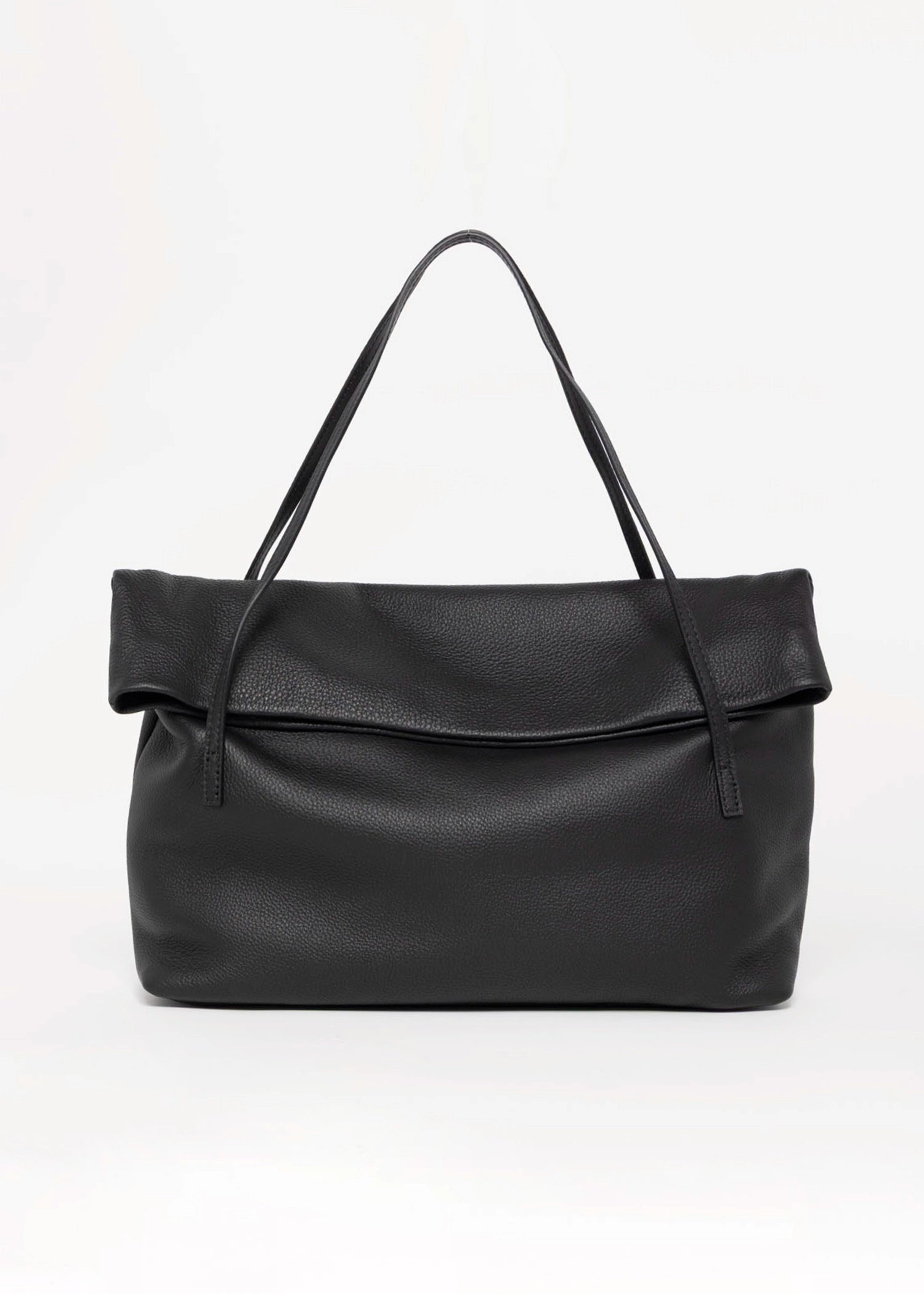 swatch_Black sook sustainable class leather foldover tote
