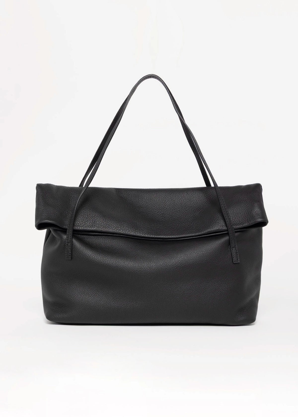 swatch_Black sook sustainable class leather foldover tote