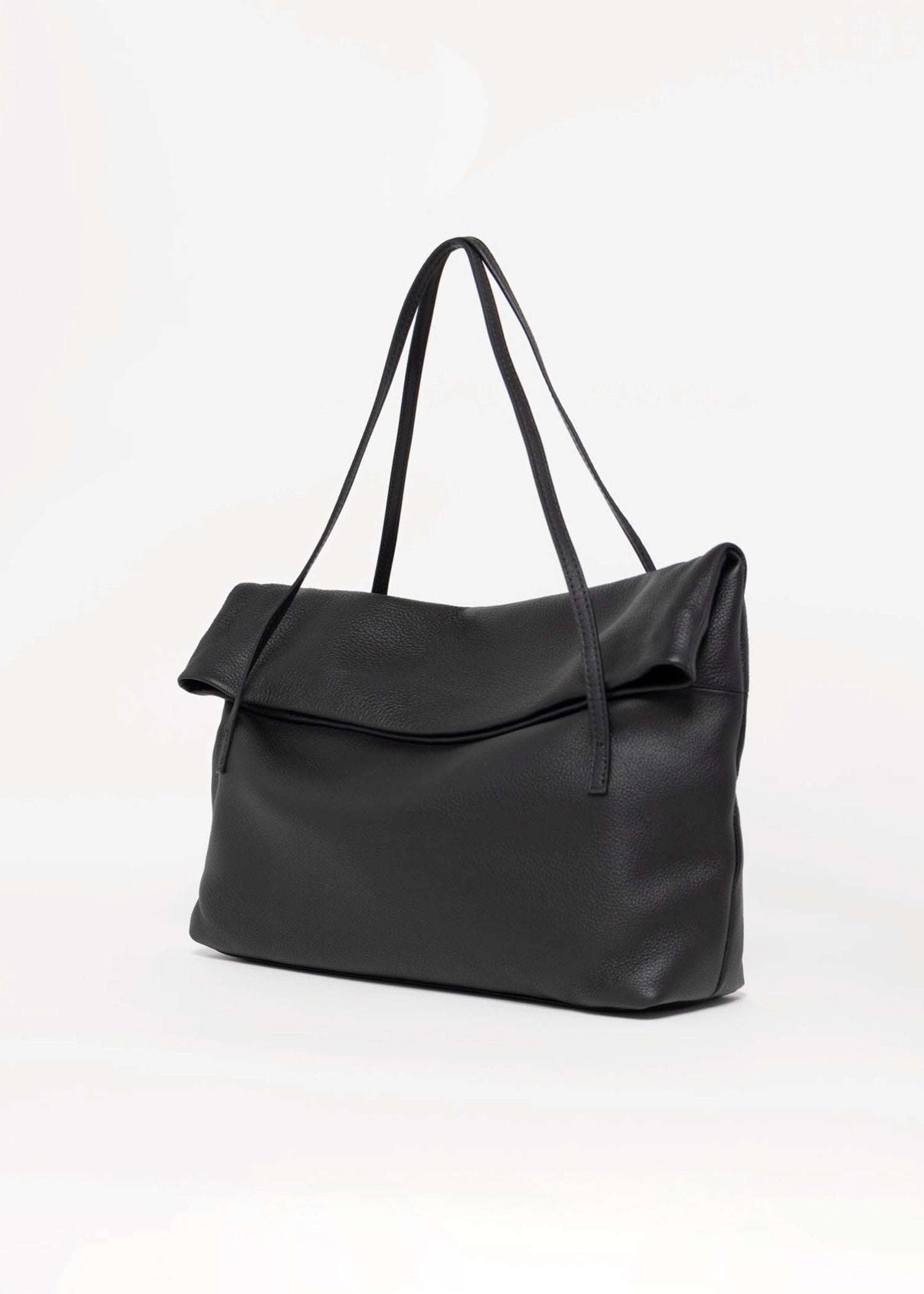swatch_Black sook sustainable class leather foldover tote