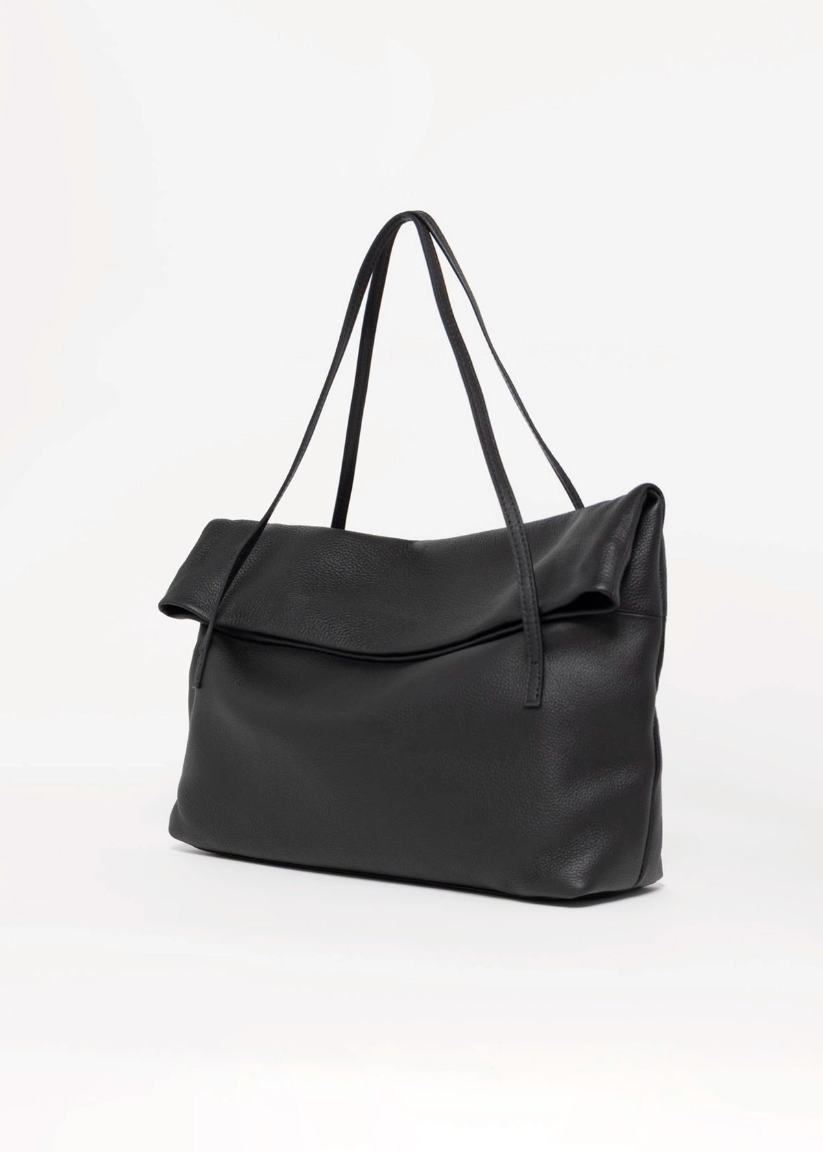 swatch_Black sook sustainable class leather foldover tote
