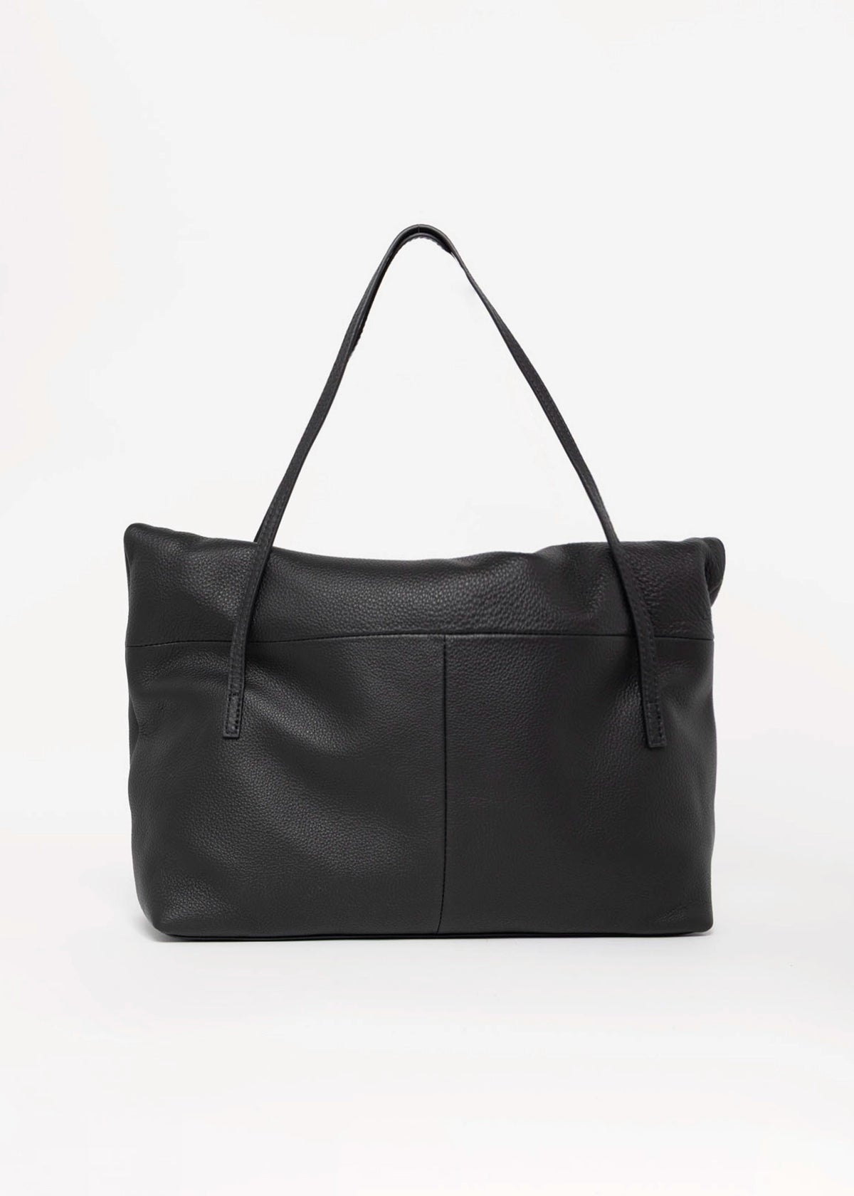 swatch_Black sook sustainable class leather foldover tote