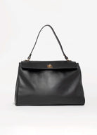 swatch_Black pola italian leather top handle shoulder bag