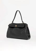 swatch_Black pola italian leather top handle shoulder bag