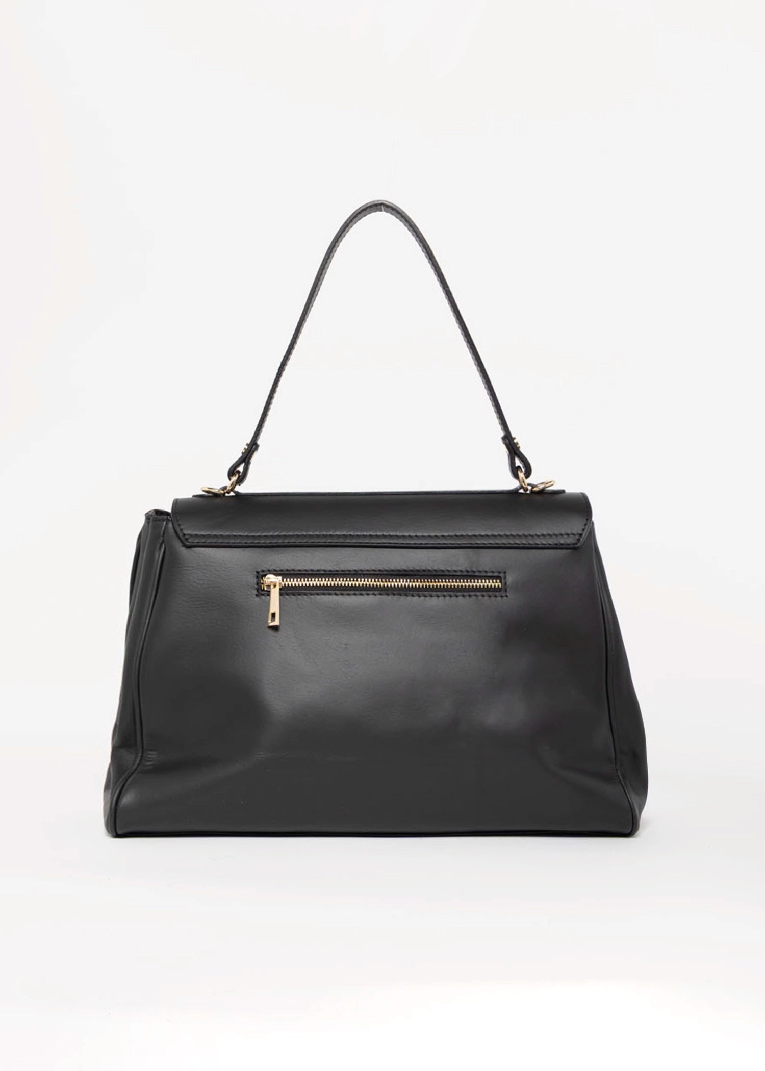 swatch_Black pola italian leather top handle shoulder bag