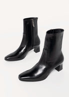 swatch_Black Leather l'idea italian leather heeled bootie