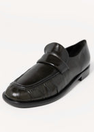 swatch_Dark Green Leather l'idea italian leather ruched loafer
