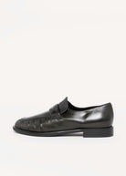 swatch_Dark Green Leather l'idea italian leather ruched loafer