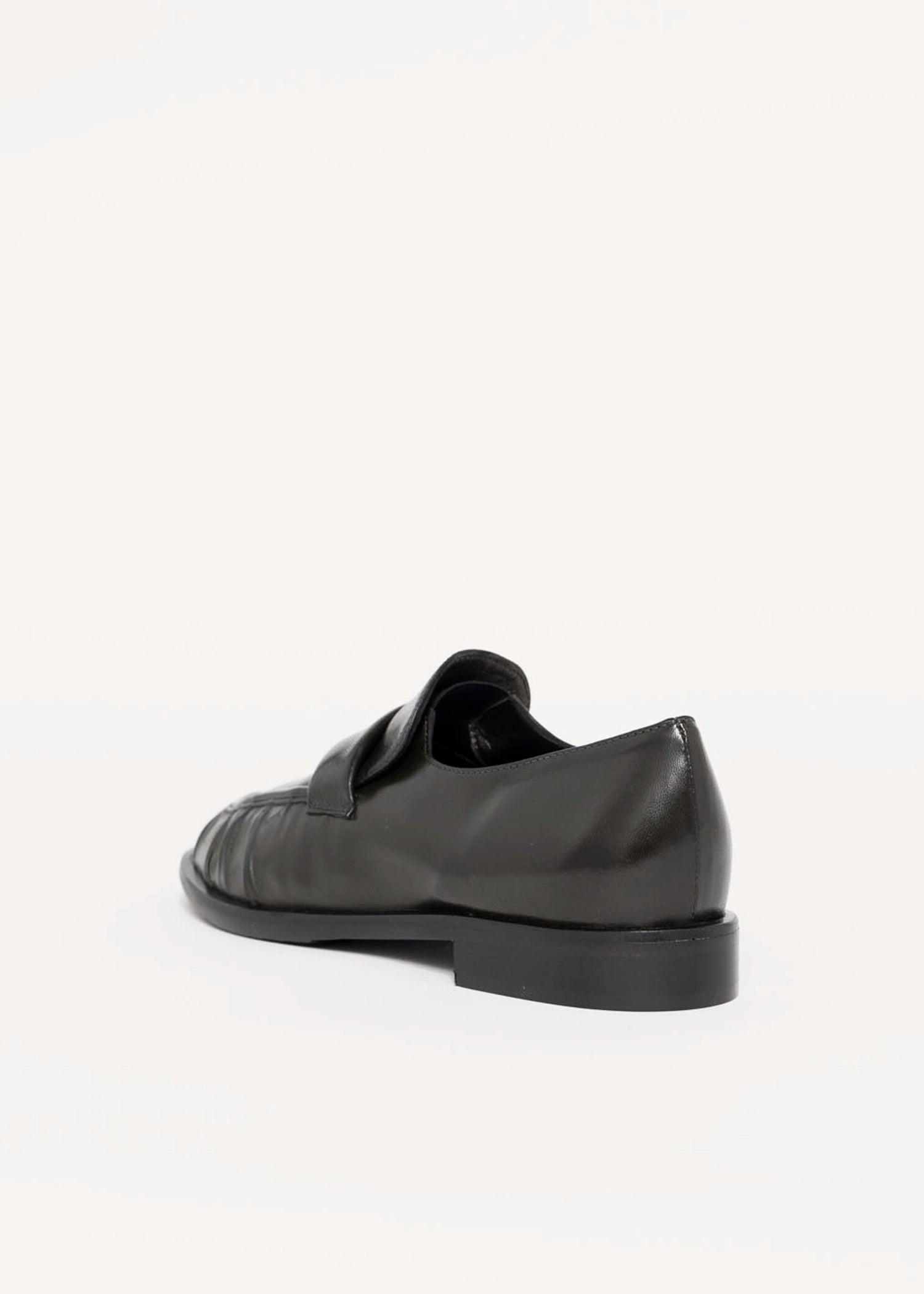 swatch_Dark Green Leather l'idea italian leather ruched loafer