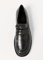 swatch_Dark Green Leather l'idea italian leather ruched loafer