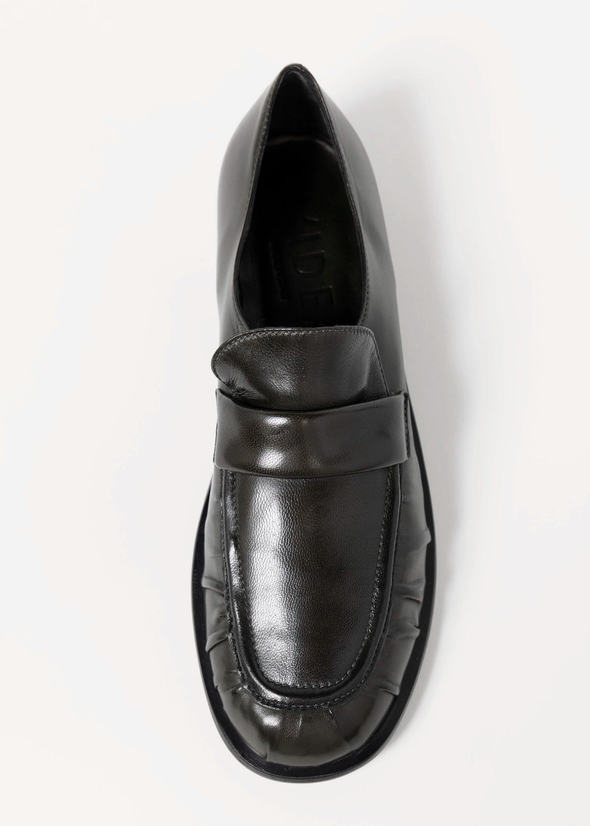 swatch_Dark Green Leather l'idea italian leather ruched loafer