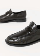 swatch_Dark Green Leather l'idea italian leather ruched loafer