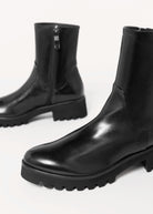 swatch_Black Leather l'idea italian leather lug sole boot
