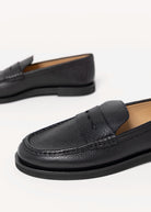 swatch_Black Leather l'idea italian leather penny loafer