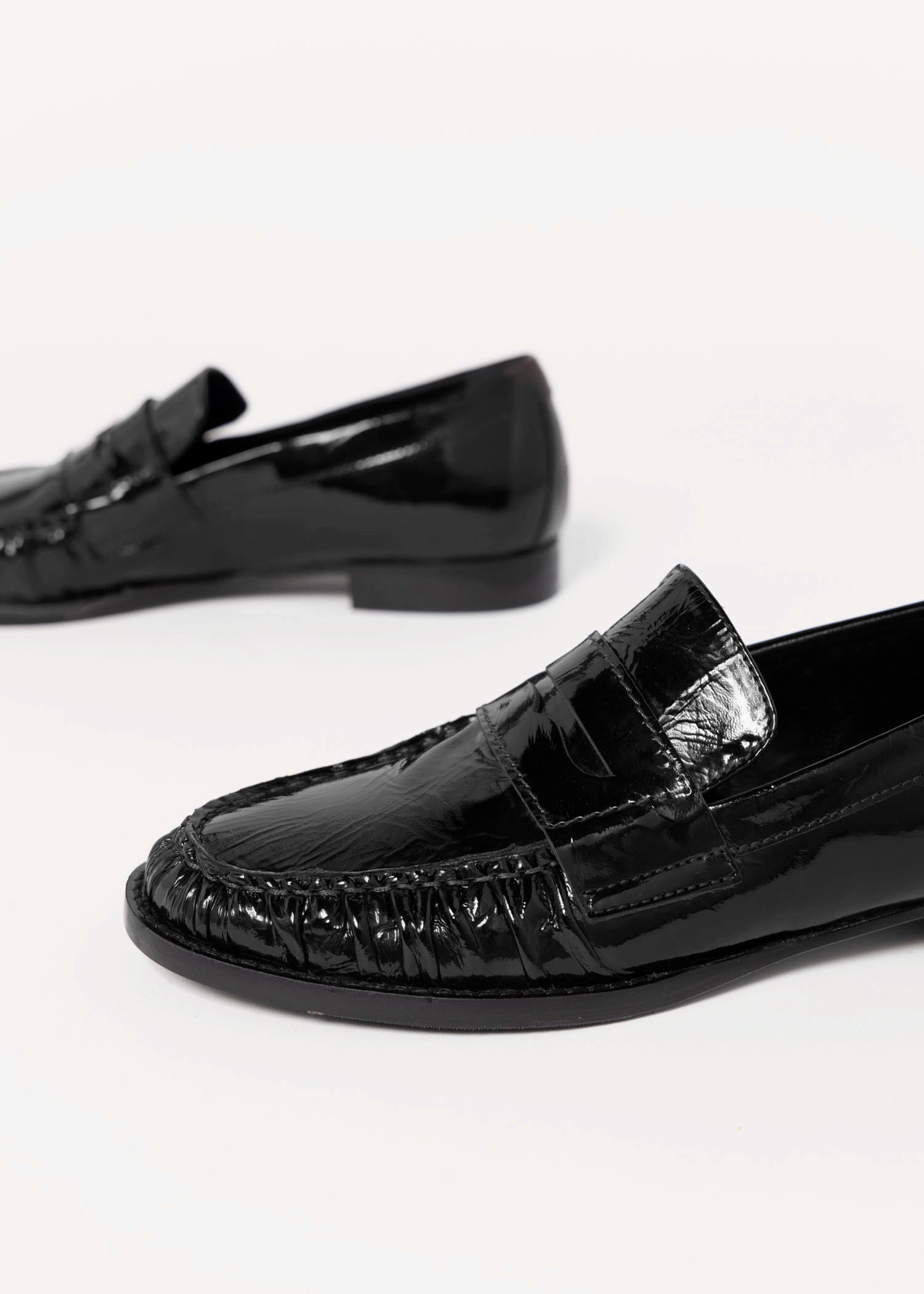 swatch_Black Patent l'idea italian patent leather ruched loafer