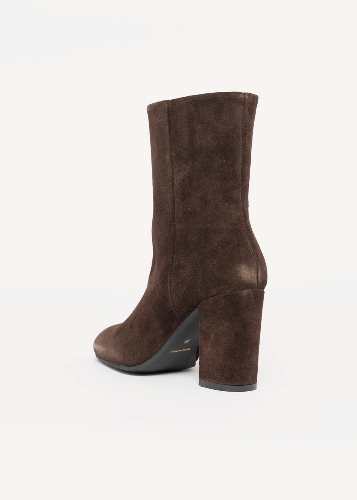 swatch_Chocolate Suede l'idea delia italian suede heeled bootie