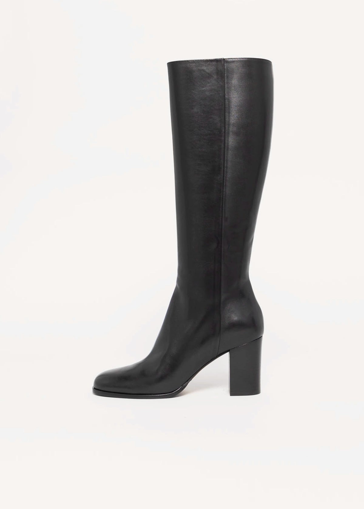 swatch_Black Leather mara bini italian leather knee hight heeled boot
