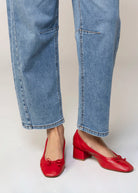 swatch_Red Leather steve madden coretta ballet pump