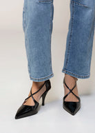 swatch_Black Leather fabio rusconi italian leather criss cross pump