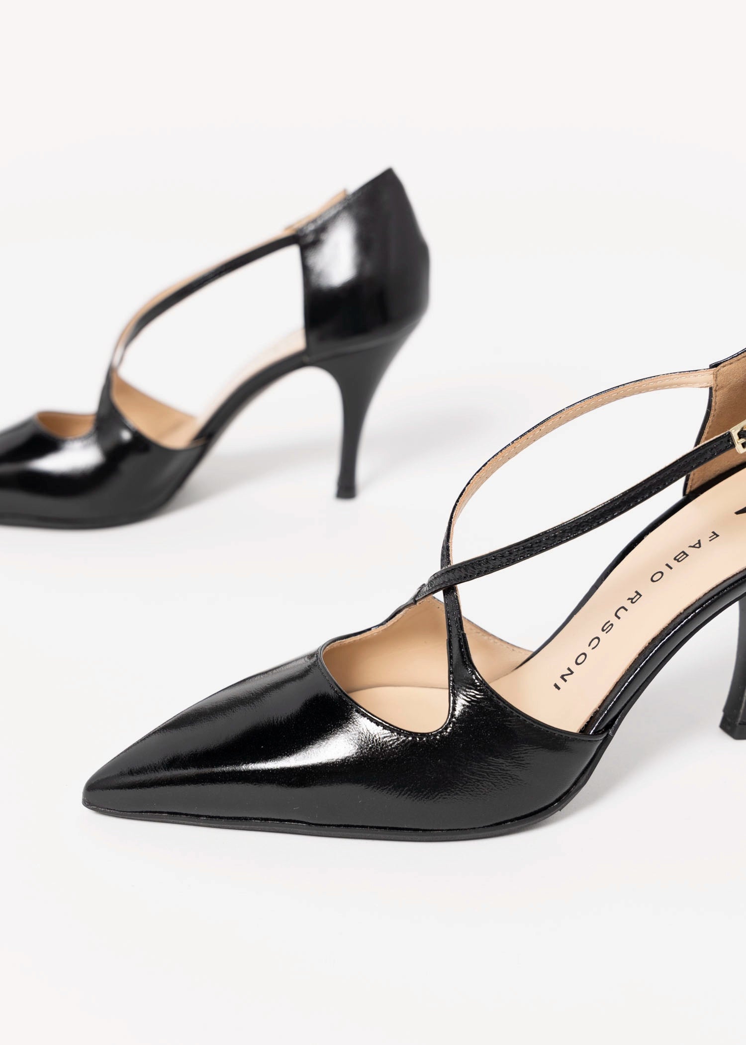 swatch_Black Leather fabio rusconi italian leather criss cross pump