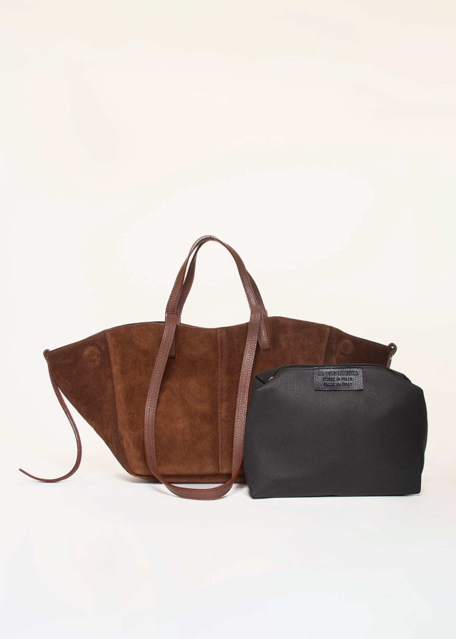 swatch_Dark Brown suede tote bag