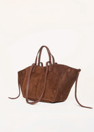 swatch_Dark Brown suede tote bag