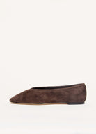 swatch_Espresso Suede bianca leather flat flat shoes