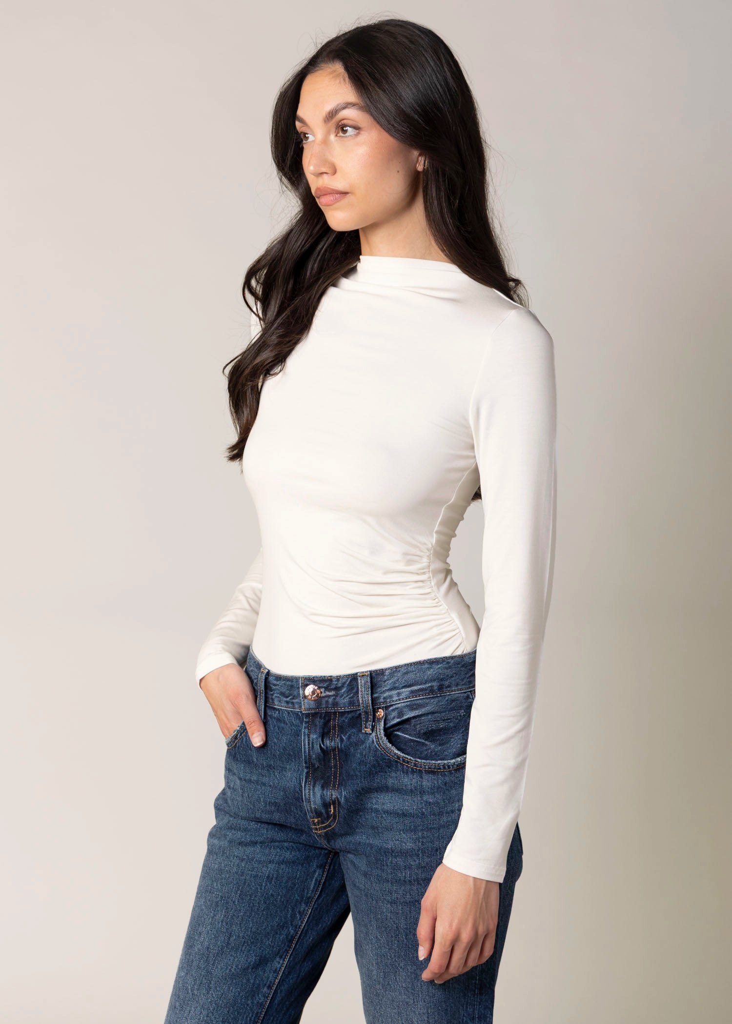 swatch_Soft White pistola nathalia mock neck long sleeve tee