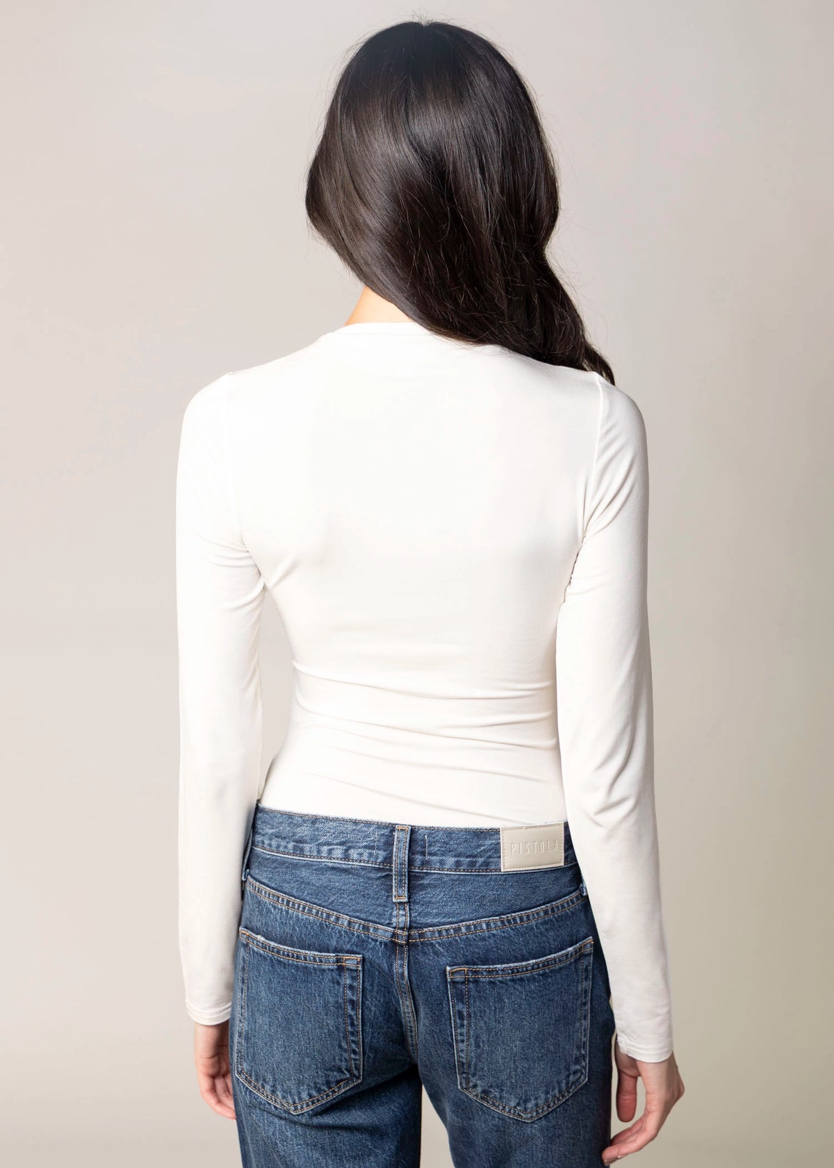 swatch_Soft White pistola nathalia mock neck long sleeve tee