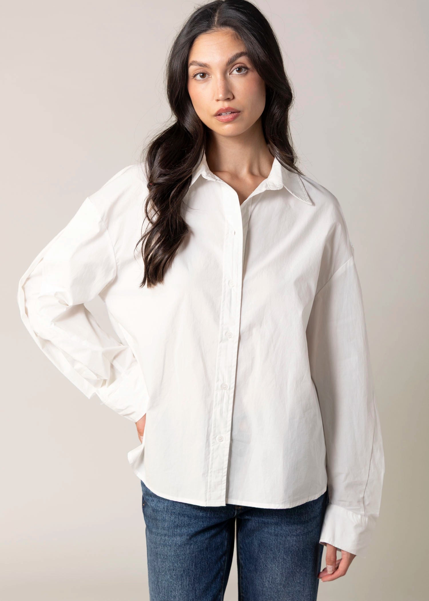 swatch_White cotton poplin button down shirt