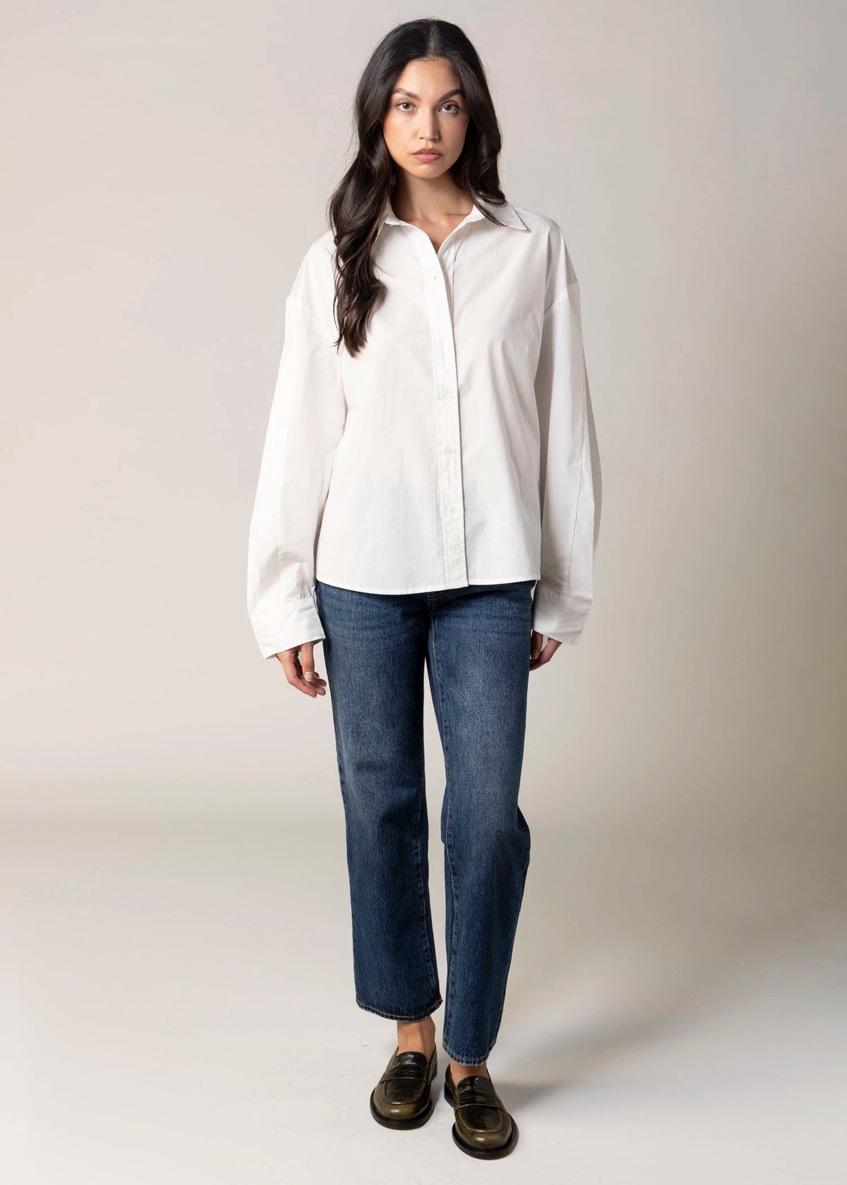 swatch_White cotton poplin button down shirt