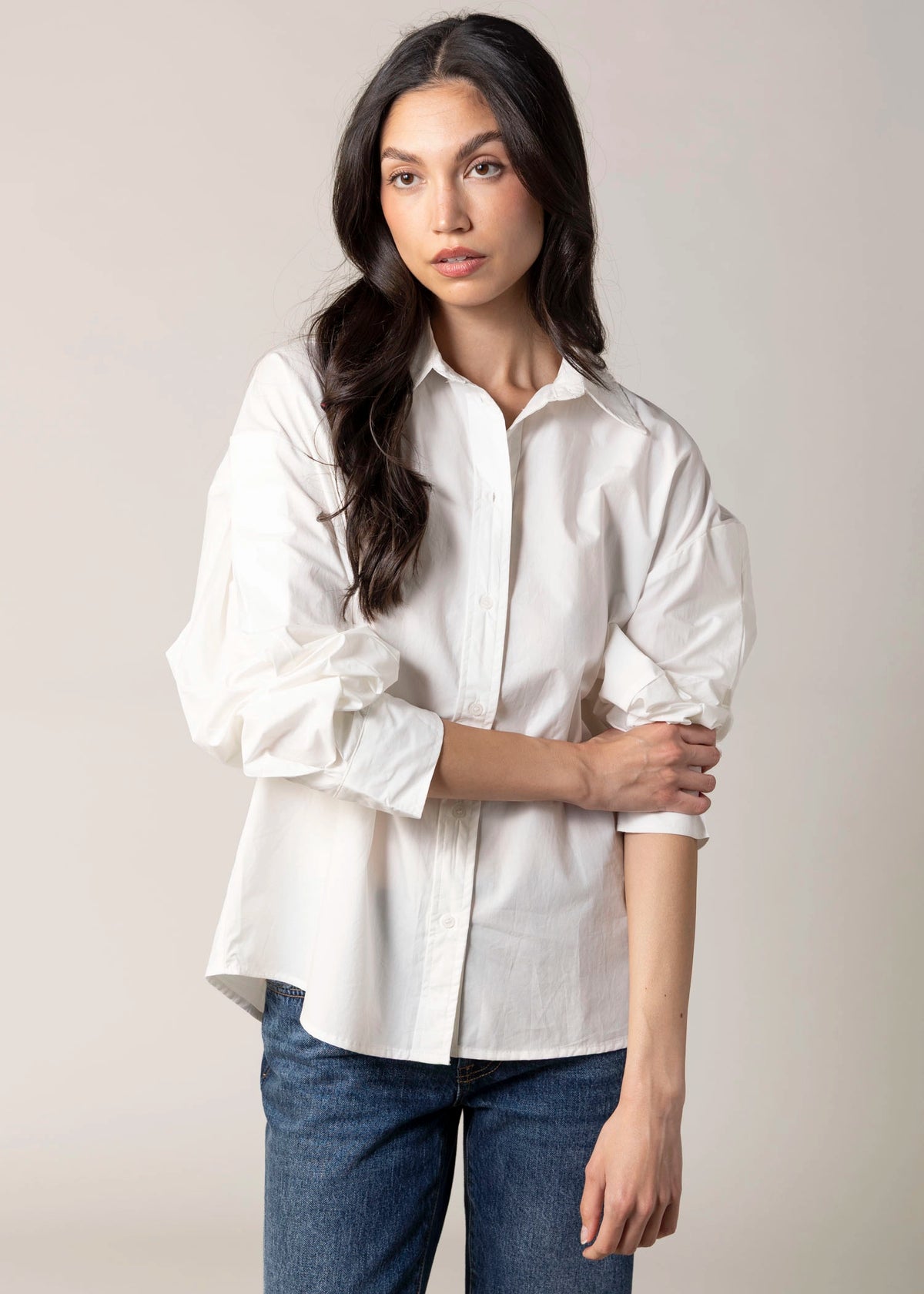 swatch_White cotton poplin button down shirt