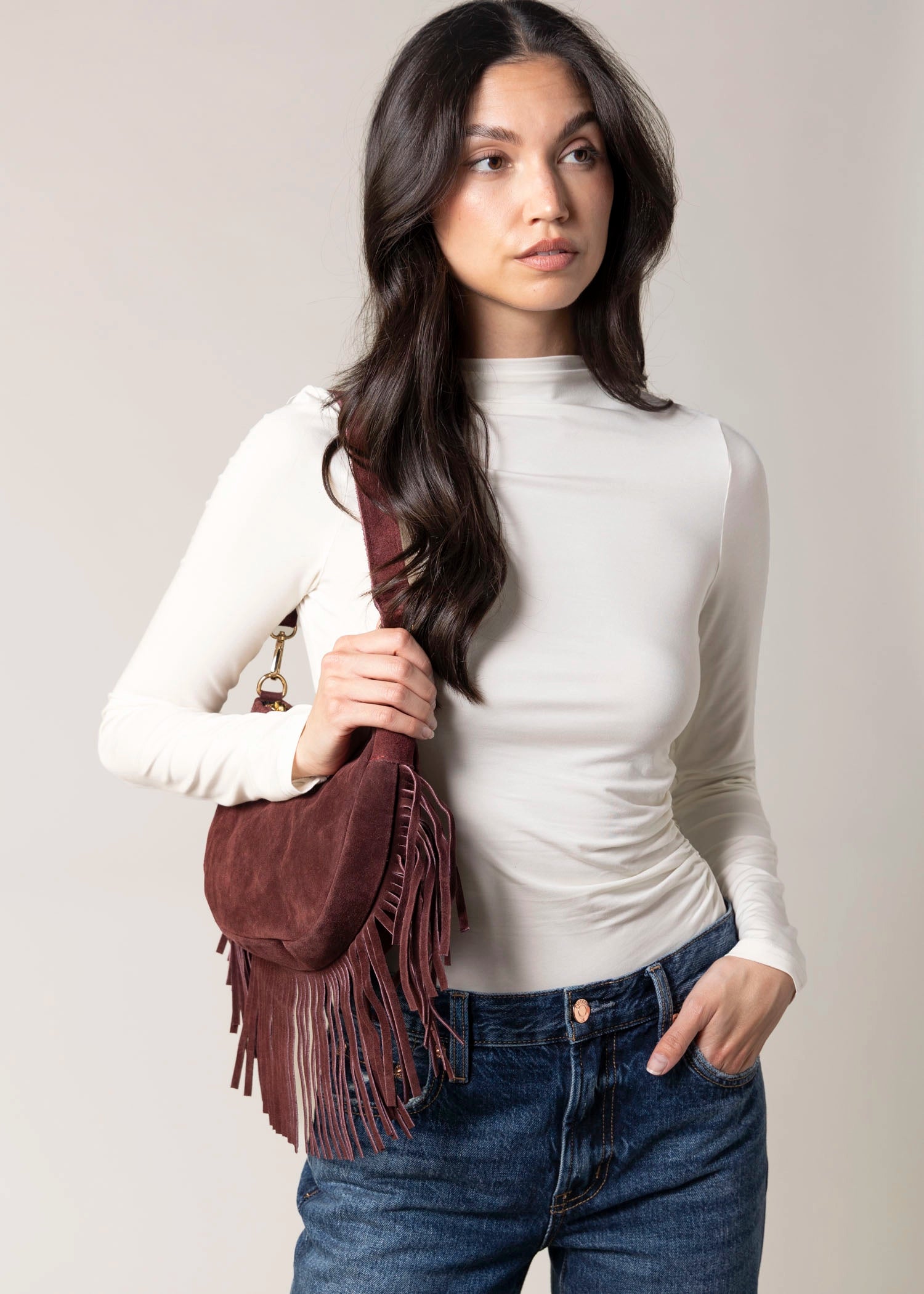 swatch_Burgundy demy italian suede fringe hobo bag