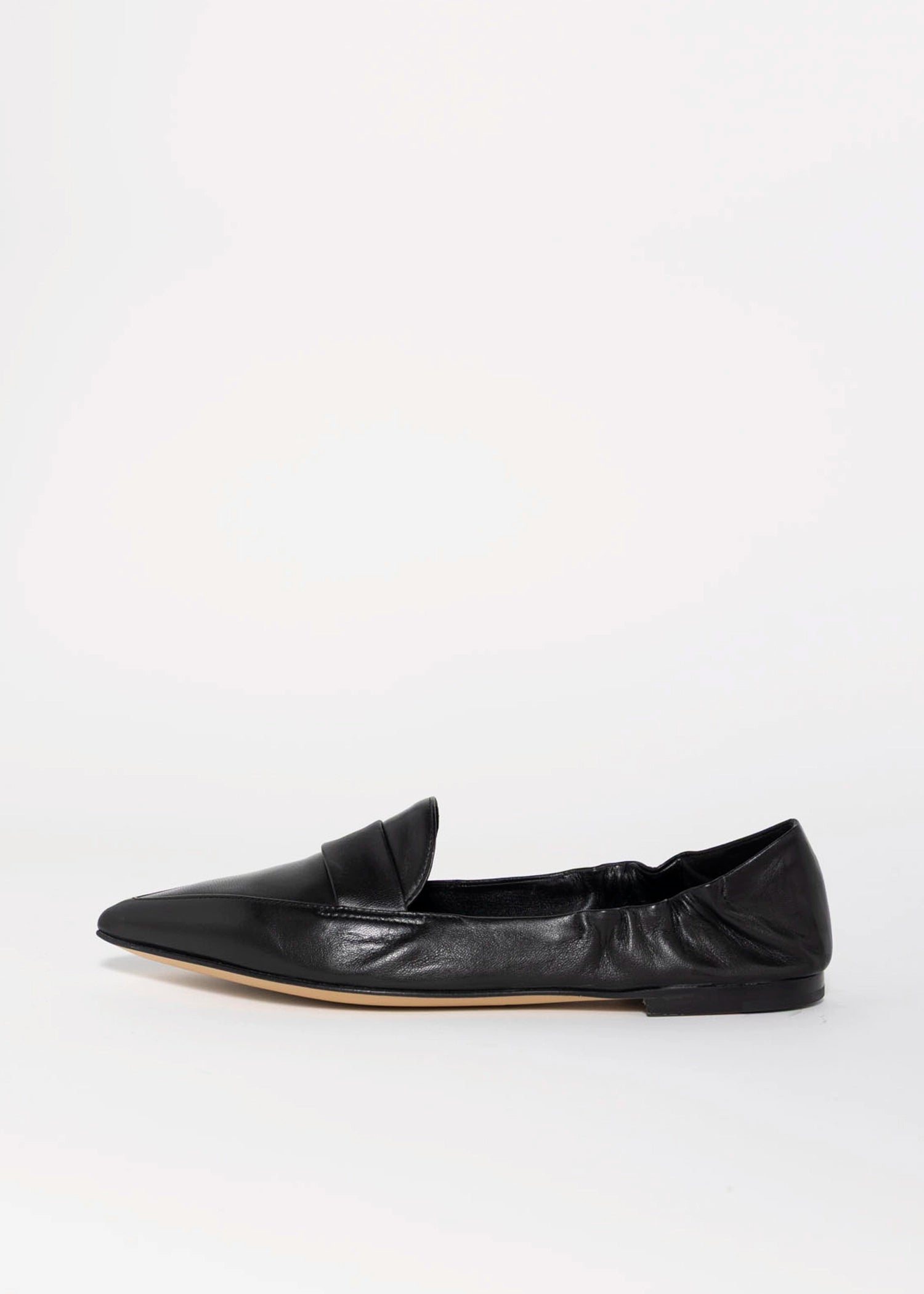 swatch_Black Leather pomme d'or grace italian leather pointed toe flat