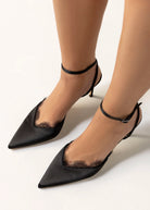 swatch_Black Satin black suede studio lace pump
