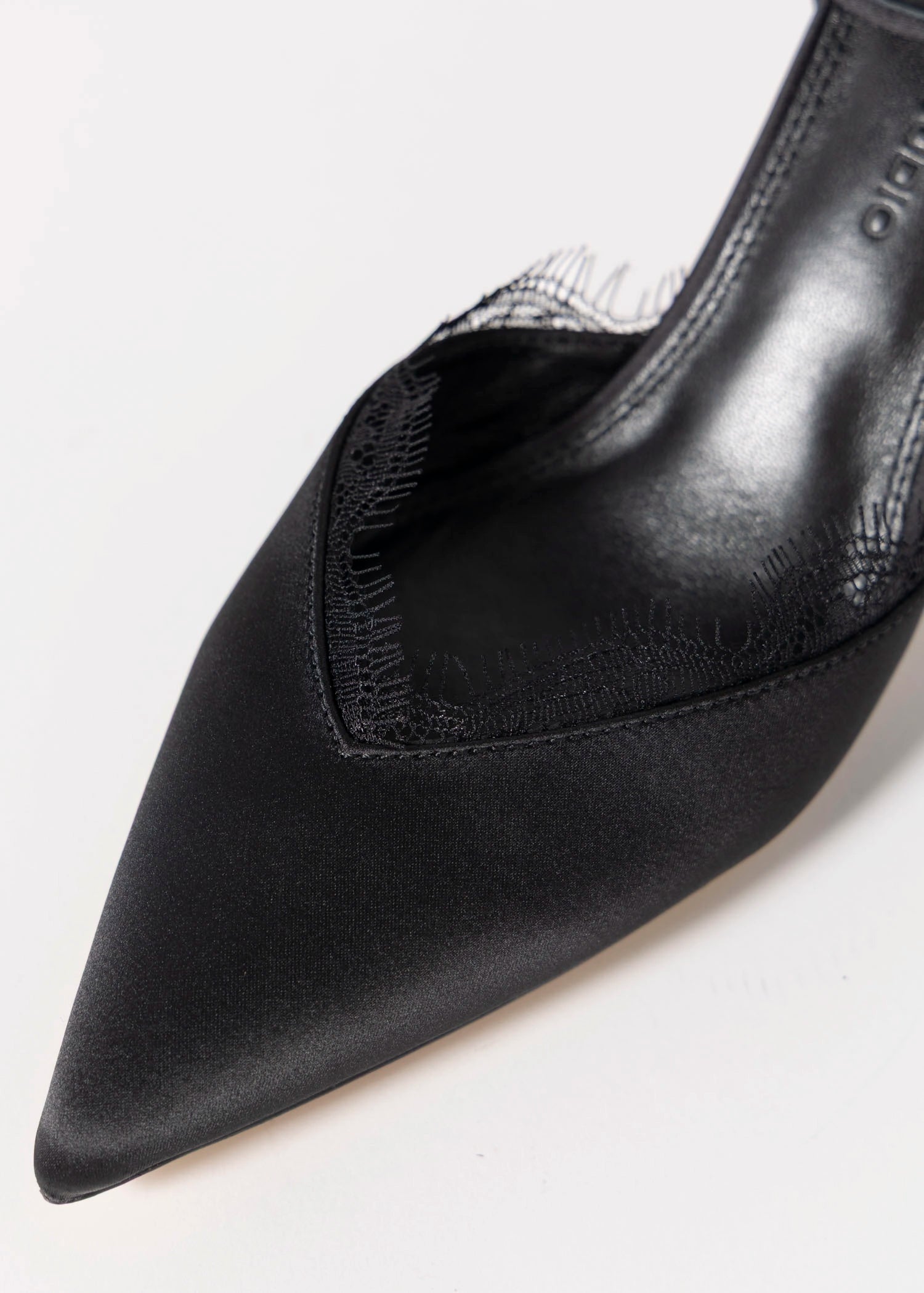 swatch_Black Satin black suede studio lace pump