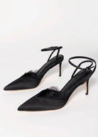 swatch_Black Satin black suede studio lace pump