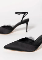 swatch_Black Satin black suede studio lace pump