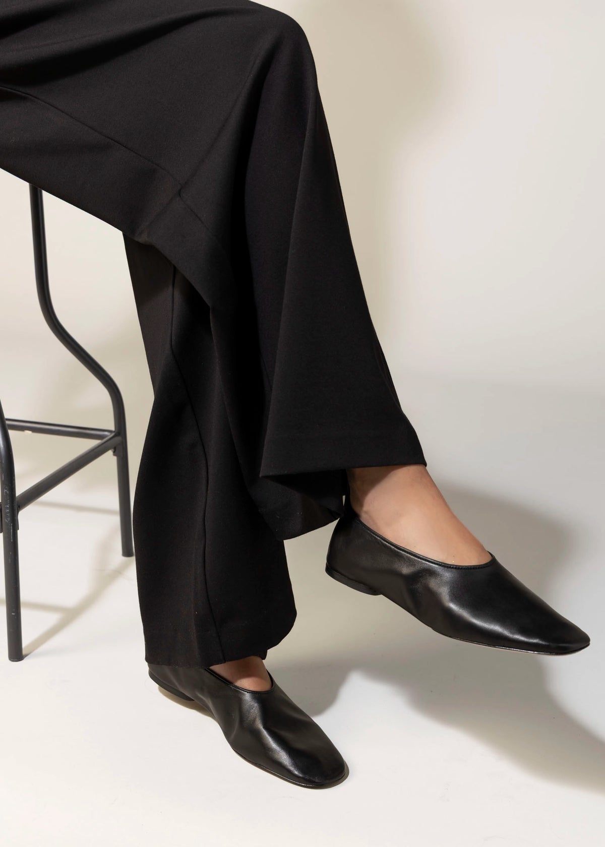 swatch_Black Leather schutz hadley flat shoe