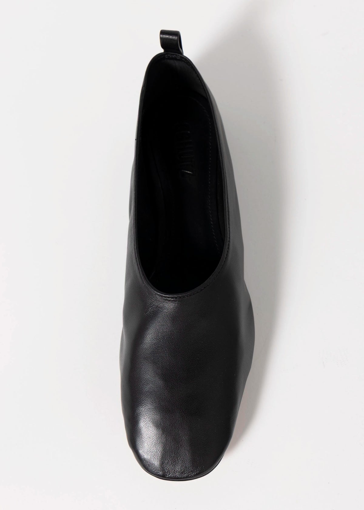 swatch_Black Leather schutz hadley flat shoe