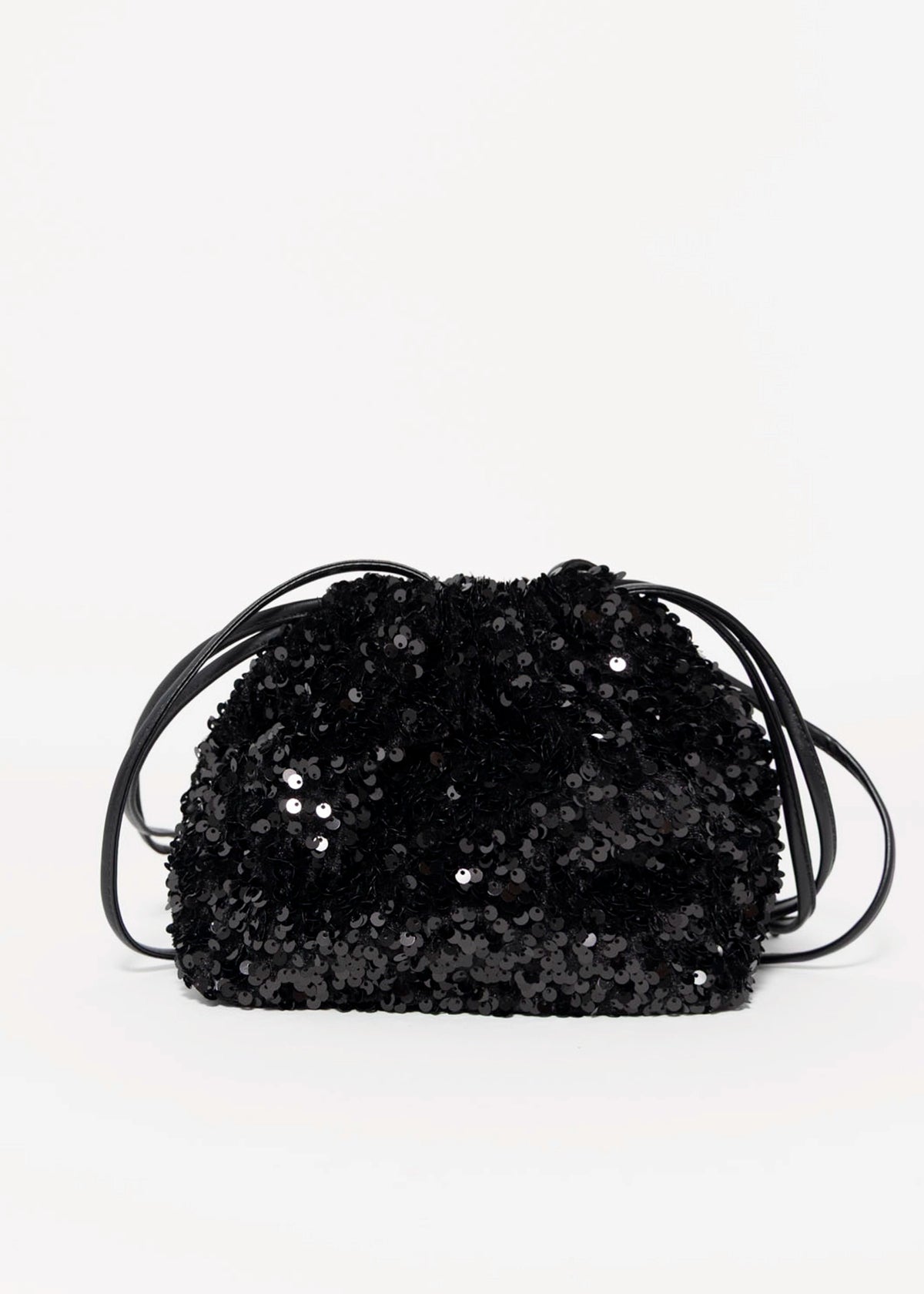 swatch_Black robby sequin drawstring bag